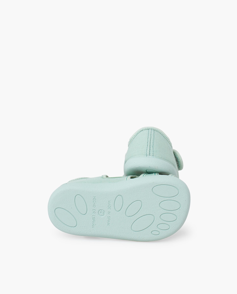 Sandálias Fechadas Infantil Barefoot de Lona com Velcro Largo Azul-2