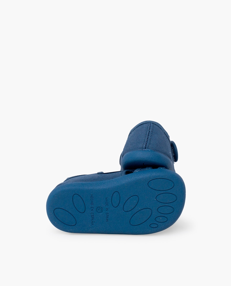 Sandálias Fechadas Infantil Barefoot de Lona com Velcro Largo Azul-claro-2