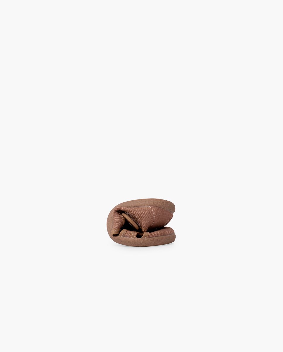 Sandálias Fechadas Infantil Barefoot de Lona com Velcro Largo Bege-5