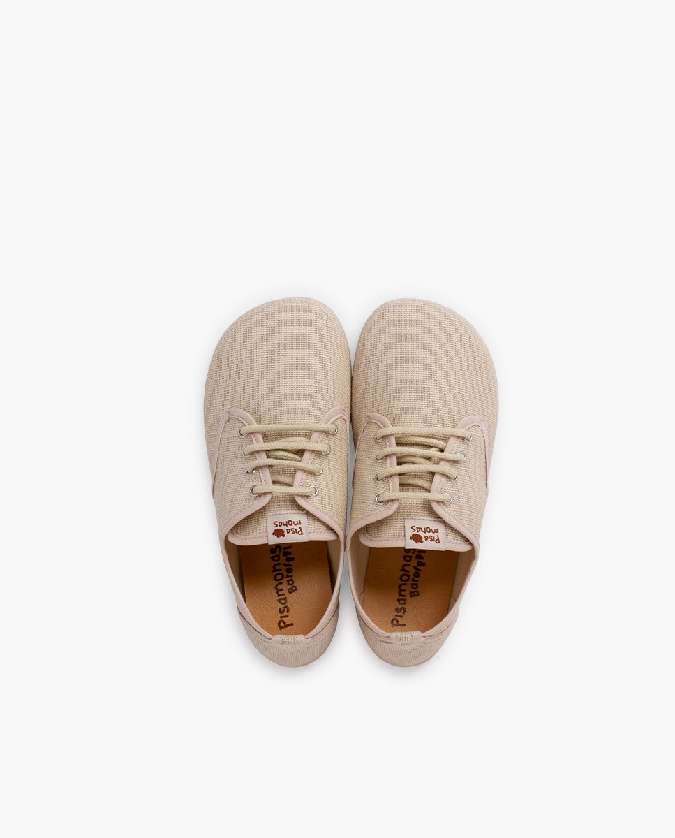 Sapatos de Cordões e Bluchers Infantil Barefoot Lino Cordões Tamanhos Pisamonas Cru-4