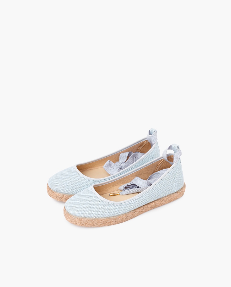 Sabrinas Infantil de Linho com Tiras e Juta Azul-claro-3