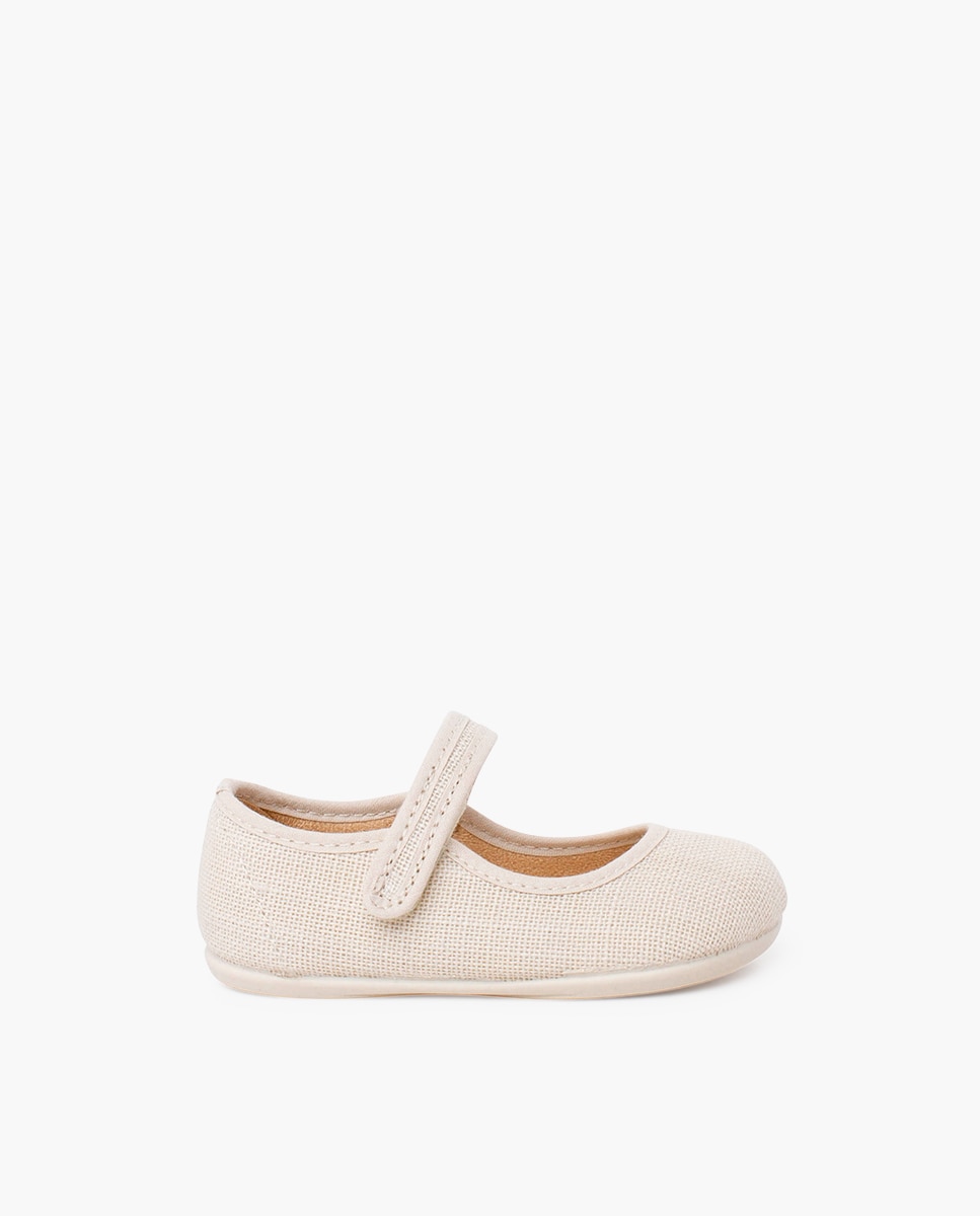 Imagem 0 de Sapatos de Presilha para Bebé Barefoot em Linho com Velcro