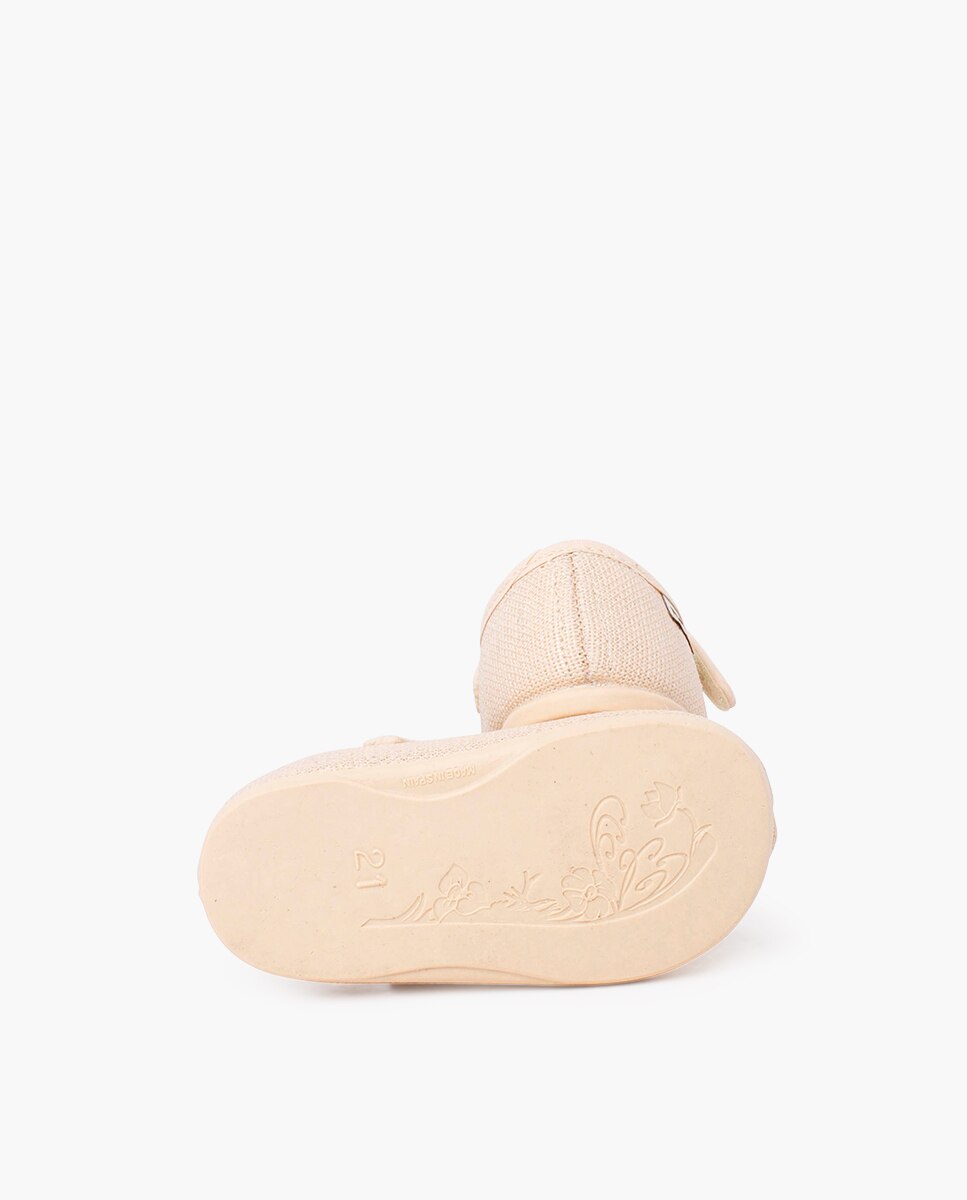 Merceditas de Bebé Barefoot em Linho Brilhante com Fecho Ouro-2