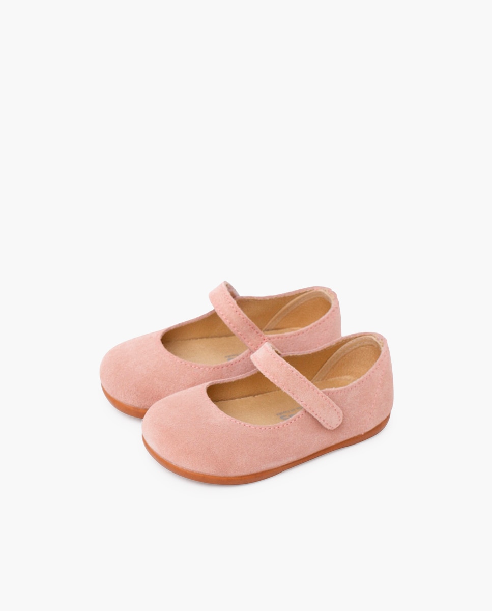 Merceditas de Bebé Barefoot em Camurça Primeiros Passos Rosa-3