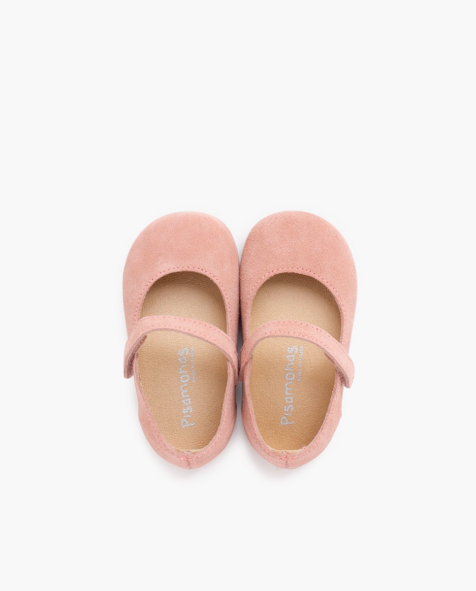 Merceditas de Bebé Barefoot em Camurça Primeiros Passos Rosa-4