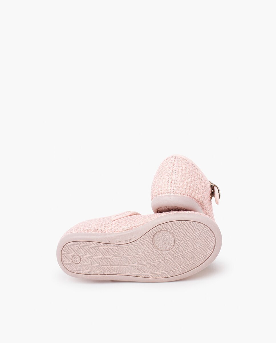 Merceditas Infantil Cerimónia Entrançado Rústico Pisamonas Rosa-2