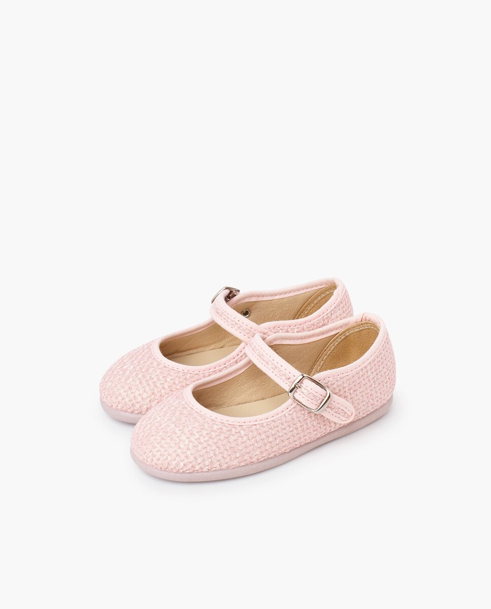 Merceditas Infantil Cerimónia Entrançado Rústico Pisamonas Rosa-3