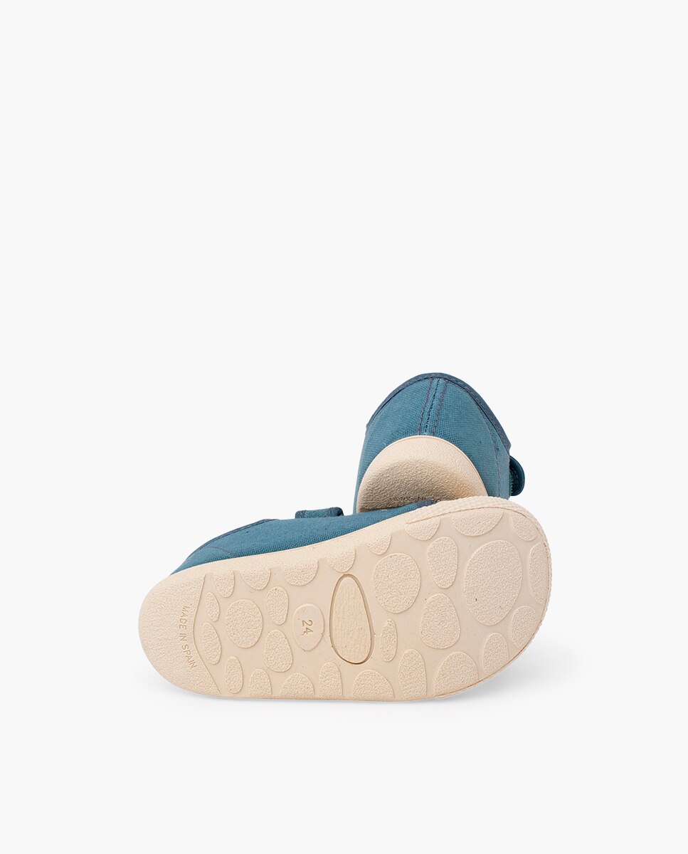 Sapatilhas de Lona Infantil Barefoot com Biqueira de Borracha Pisamonas Verde-escuro-2