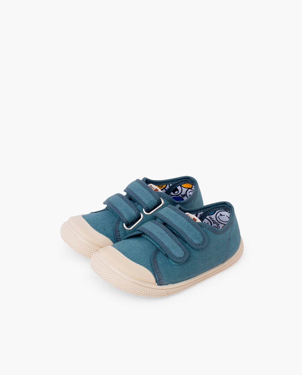 Sapatilhas de Lona Infantil Barefoot com Biqueira de Borracha Pisamonas Verde-escuro-3