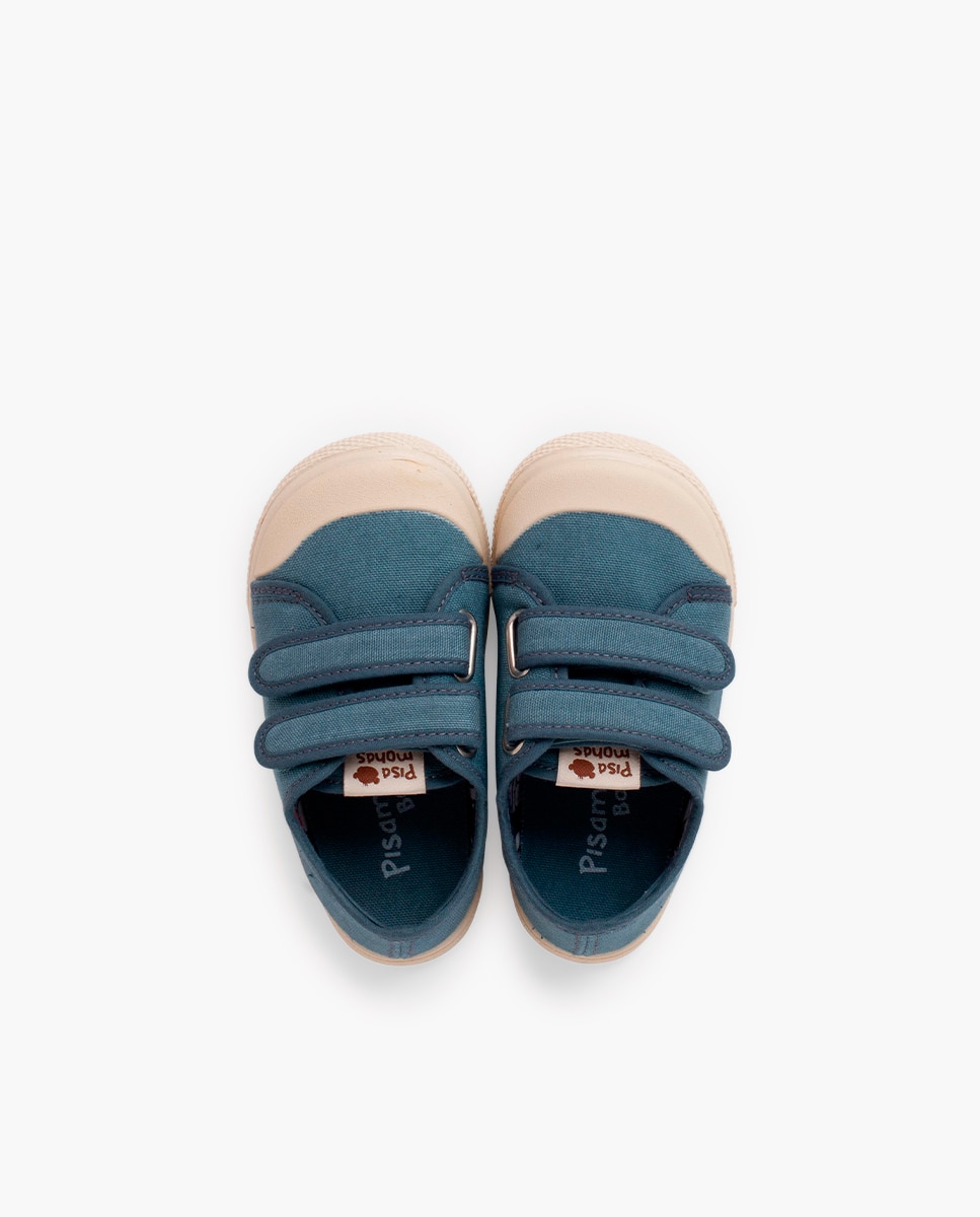 Sapatilhas de Lona Infantil Barefoot com Biqueira de Borracha Pisamonas Verde-escuro-4
