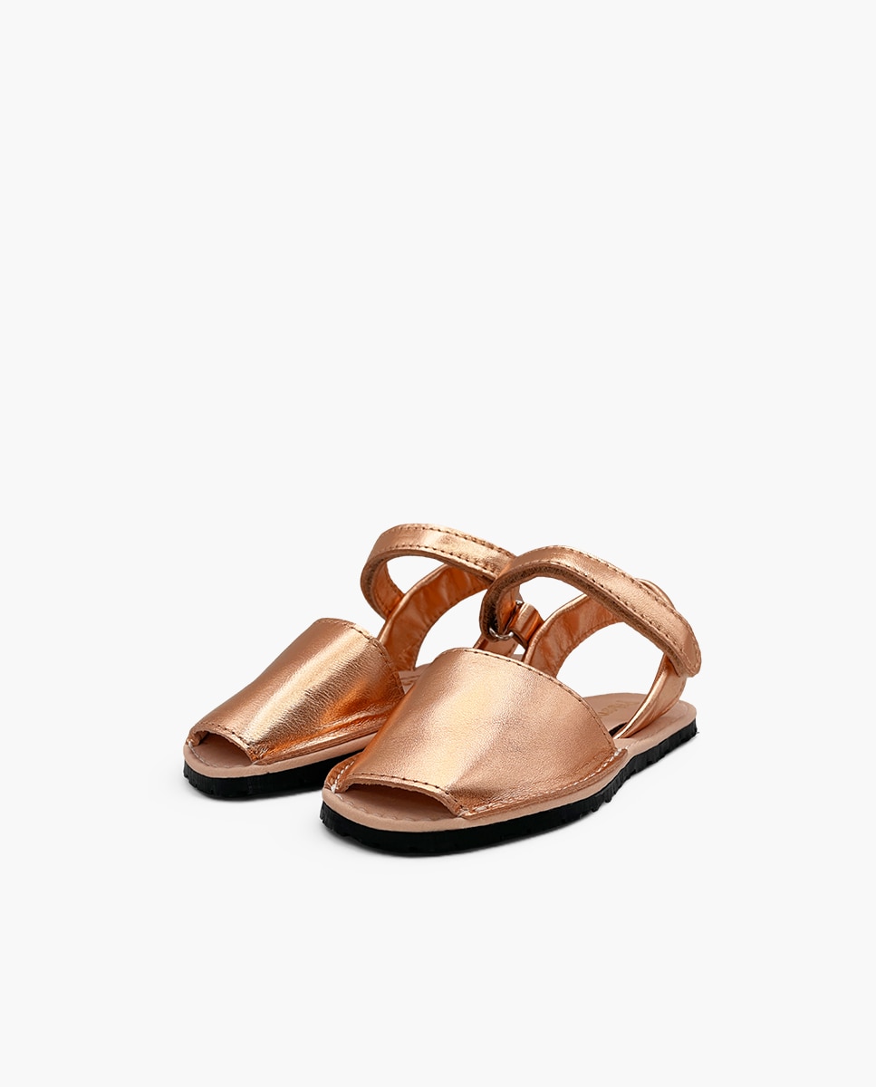 Menorquinas Infantil Barefoot Metalizadas Pisamonas Bege-3