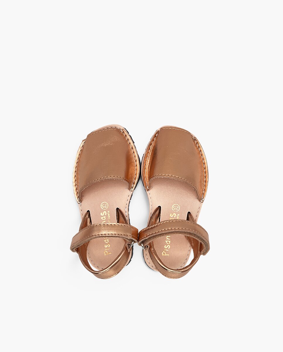 Menorquinas Infantil Barefoot Metalizadas Pisamonas Bege-4
