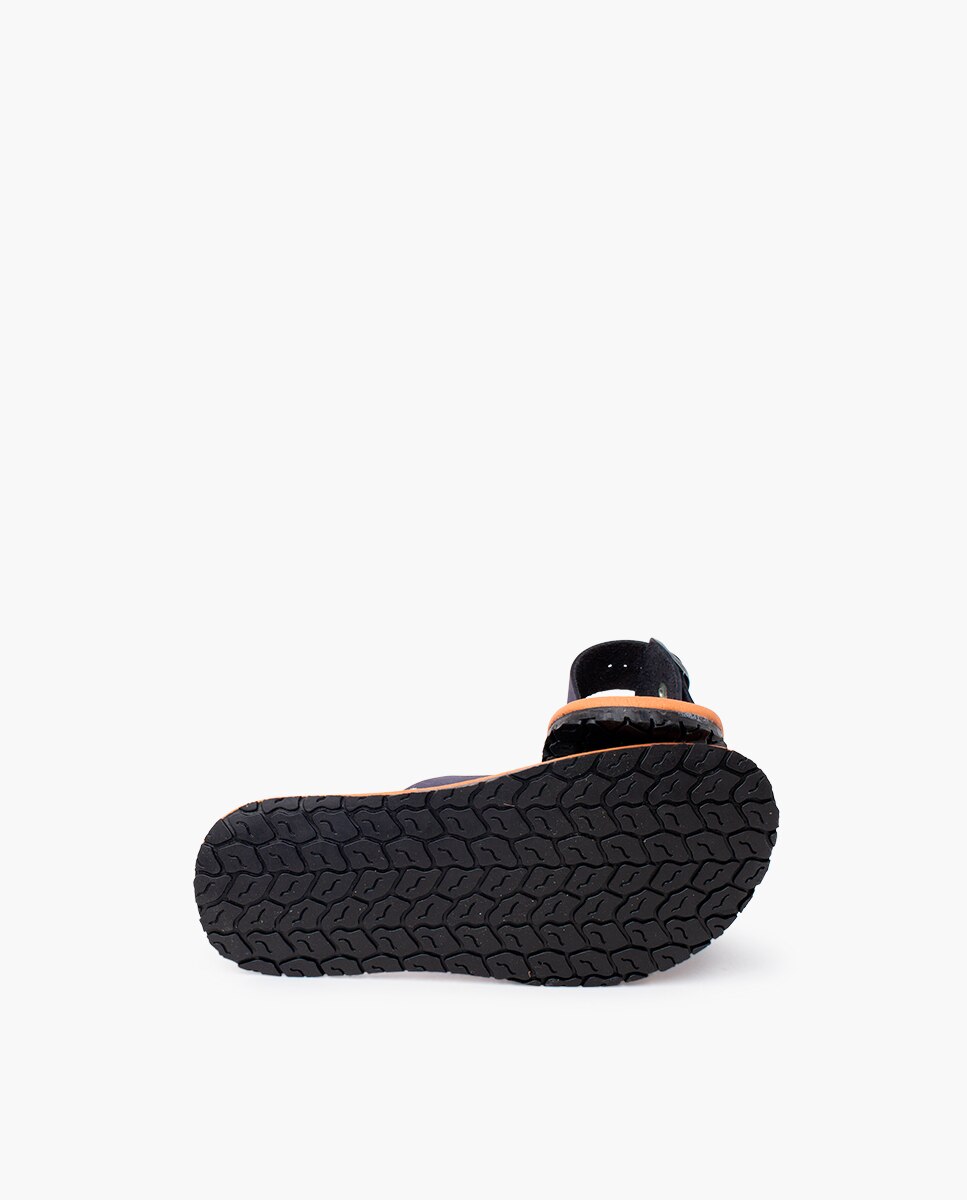 Sandálias Fechadas Infantil Barefoot com Fivela Dupla em Nobuck Pisamonas Azul-marinho-2