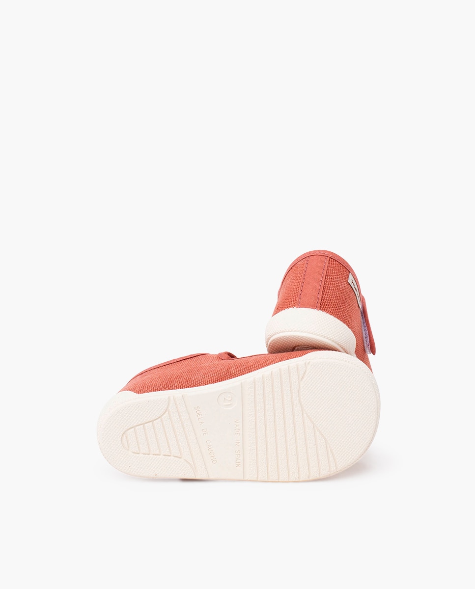 Pepitos para Bebé Barefoot de Lona Canvas com Tira Castanho-claro-2