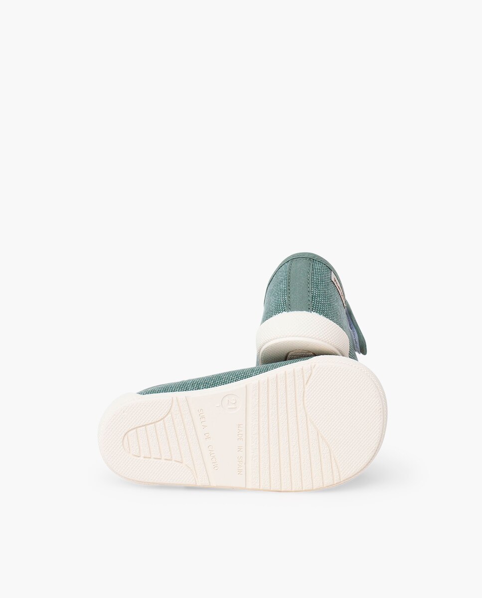 Pepitos para Bebé Barefoot de Lona Canvas com Tira Verde-2