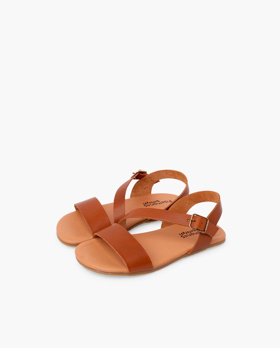 Sandálias Fechadas Infantil Barefoot com Tira Cruzada Pisamonas Camel-3