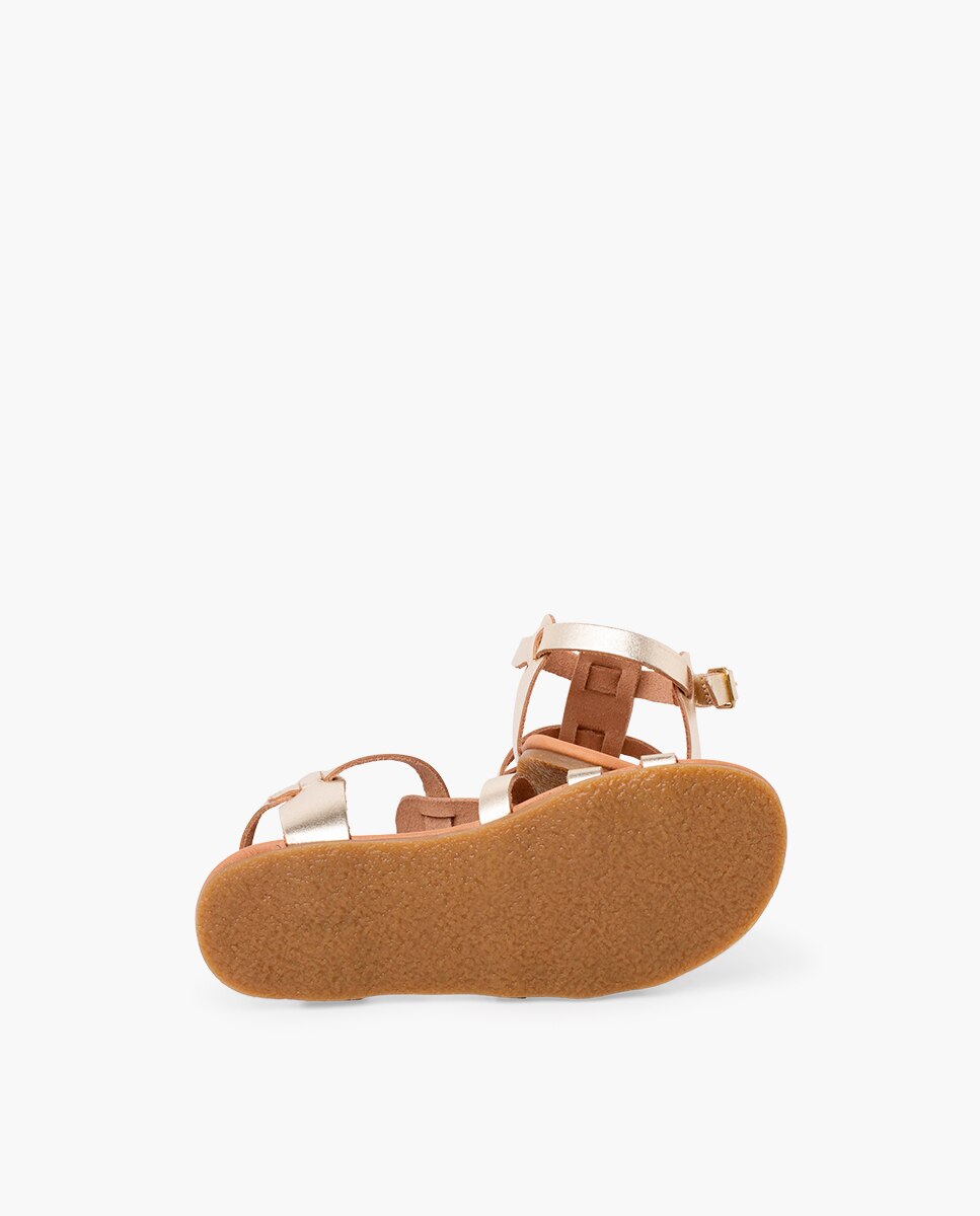 Sandálias Fechadas Infantil Barefoot Gladiador Tamanhos Grandes Pisamonas Ouro-2
