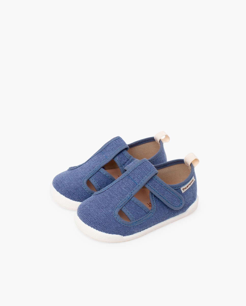 Sandálias para Bebé Barefoot de Lona Cangrejera Pisamonas Azul-claro-3