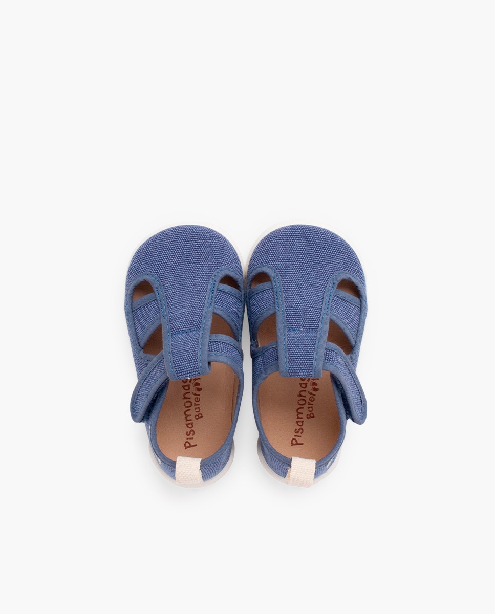 Sandálias para Bebé Barefoot de Lona Cangrejera Pisamonas Azul-claro-4