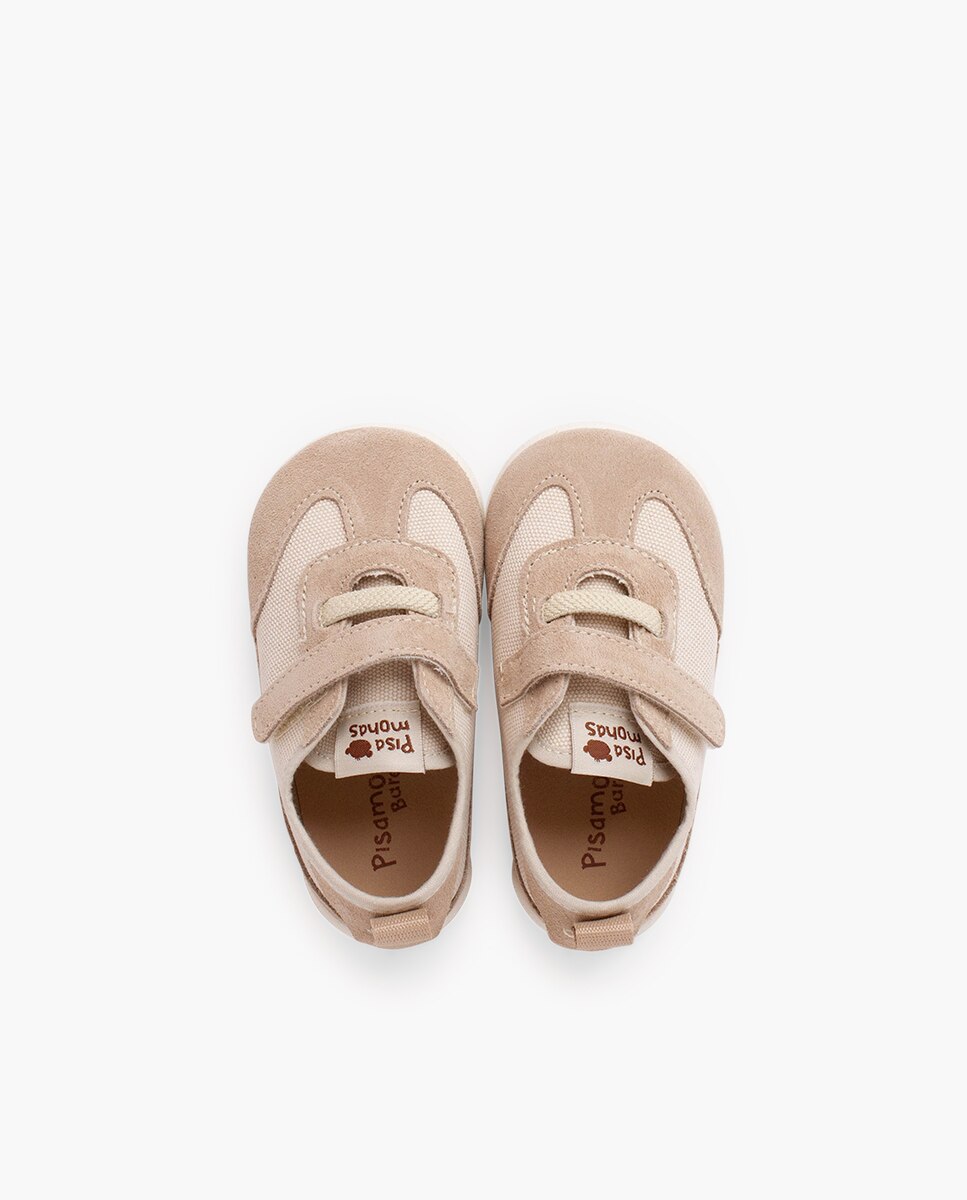 Sapatilhas Desportivas para Bebé Barefoot com Cordão Elástico e Tira Pisamonas Cru-4