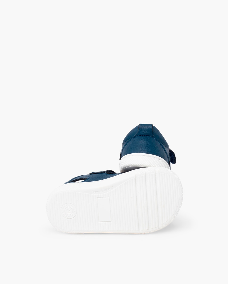Sandálias Fechadas Infantil Barefoot com Velcro Duplo de Napa Azul-índigo-2