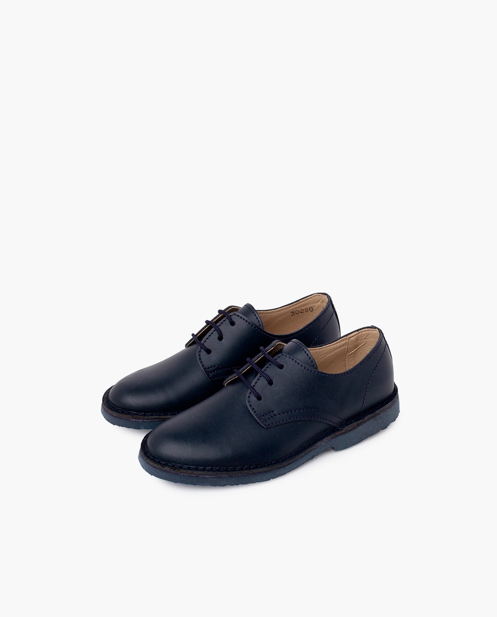 Sapatos de Atacadores e Bluchers Infantil Blucher Formal em Pele Pisamonas Azul-marinho-3