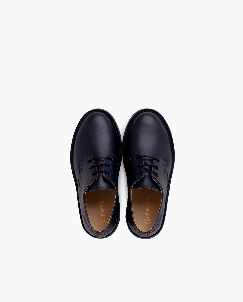 Sapatos de Atacadores e Bluchers Infantil Blucher Formal em Pele Pisamonas Azul-marinho-4