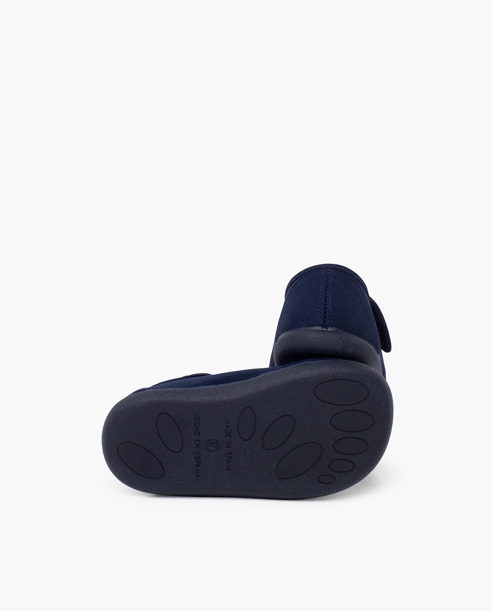 Sapatos de Presilha Infantil Barefoot Lona com Velcro Largo Azul-marinho-2
