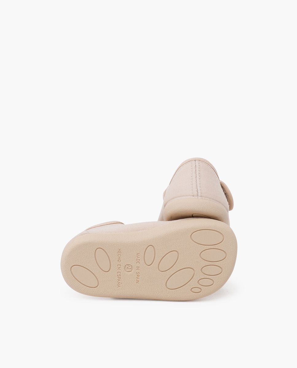 Merceditas Infantil Barefoot em Linho Fino Bege-2