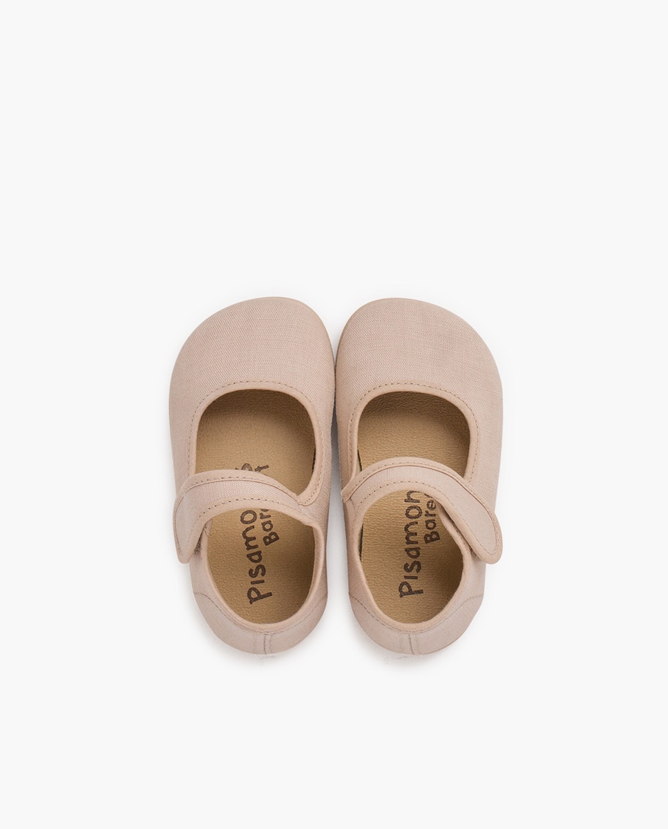Merceditas Infantil Barefoot em Linho Fino Bege-4