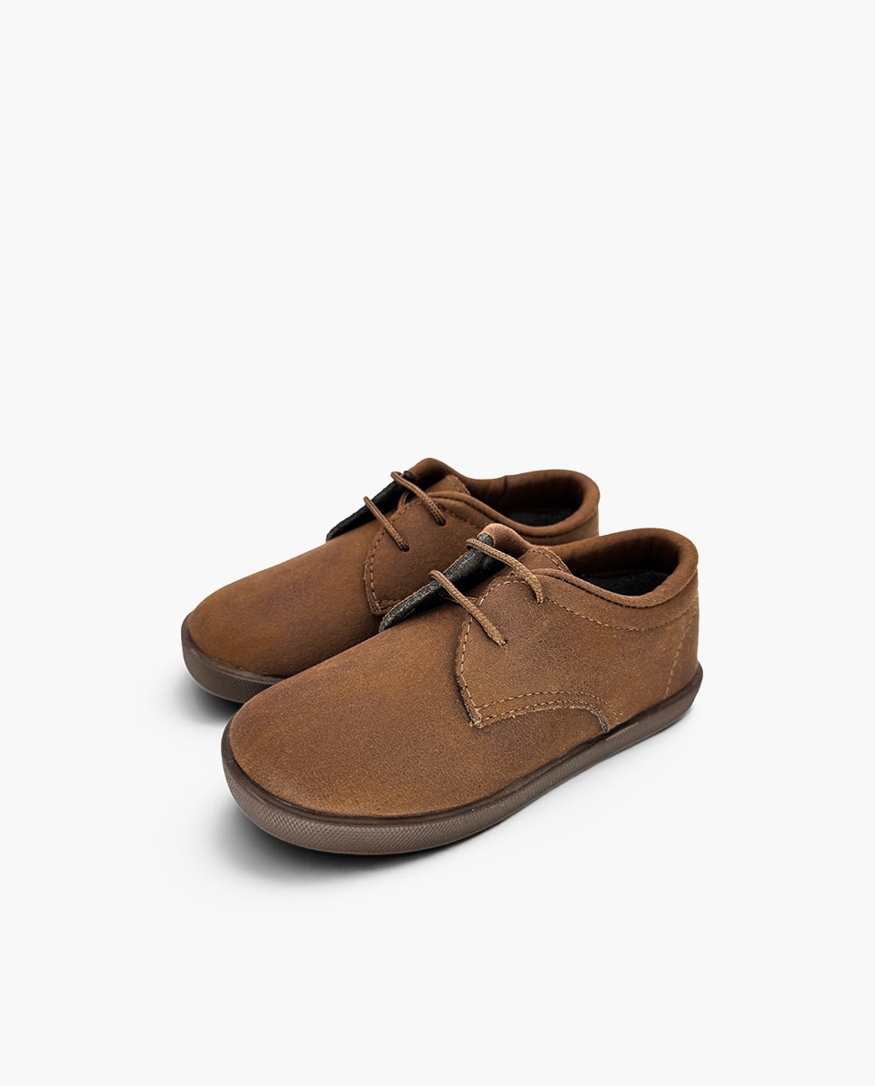Sapatos de Cordões e Bluchers Infantil Barefoot Efeito Pele Cordões Camel-3