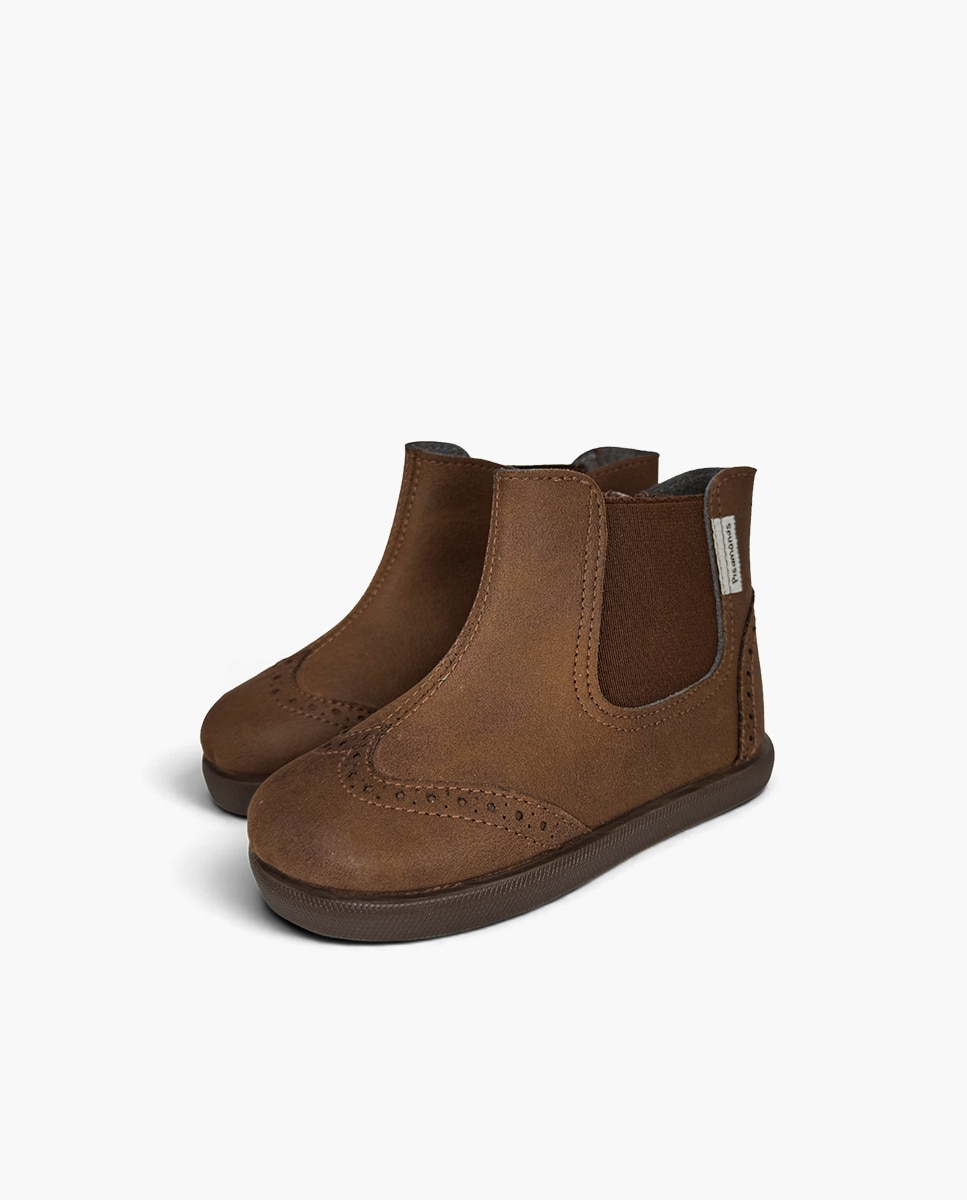Botas Infantil Barefoot Perfurado Decorativo Camel-3