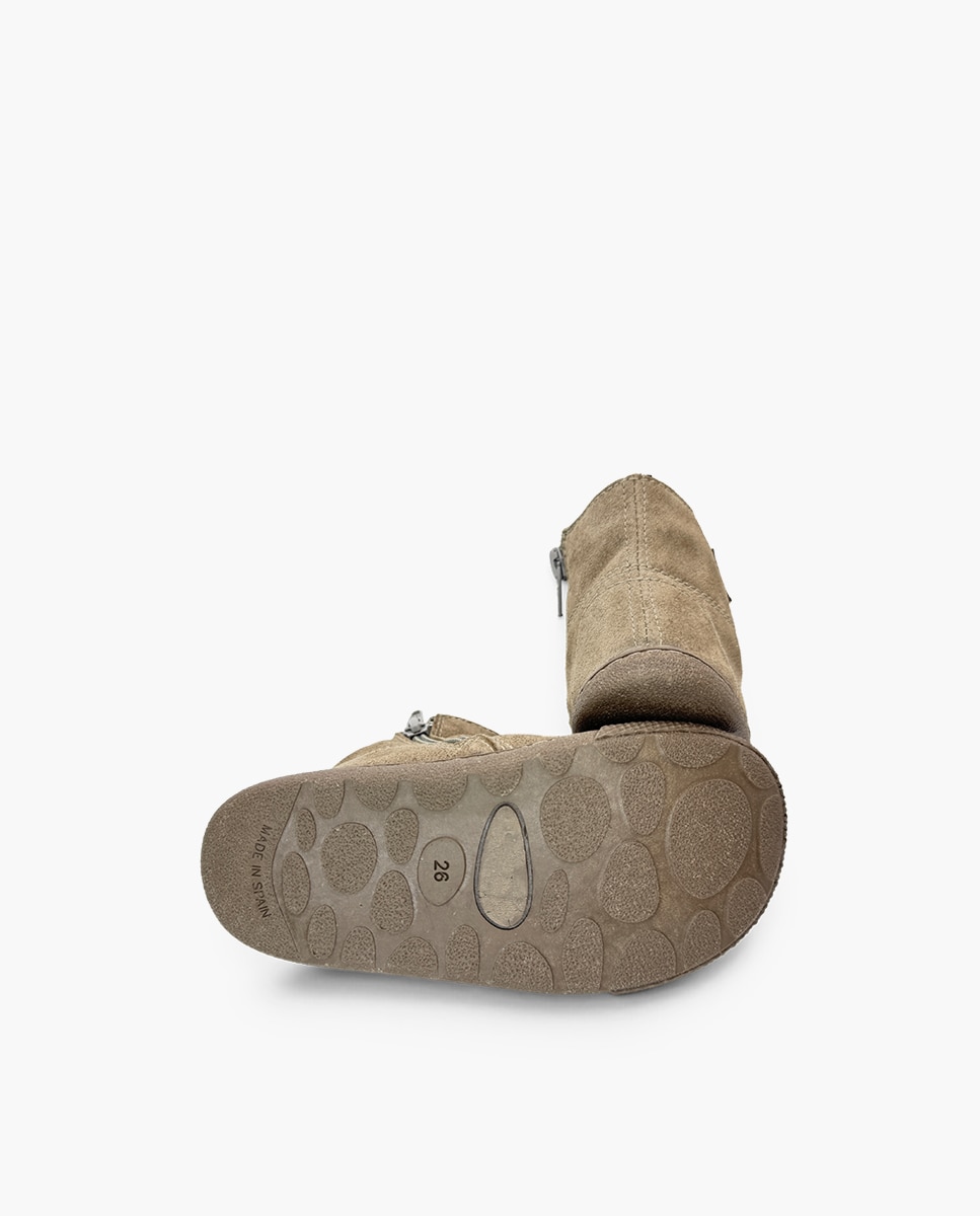 Botas Infantil Barefoot Efeito Franzido Taupe-2