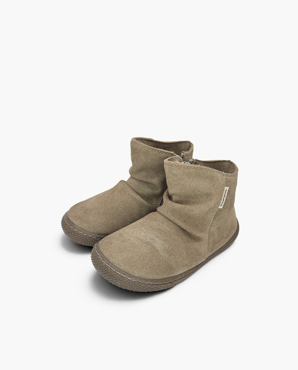 Botas Infantil Barefoot Efeito Franzido Taupe-3