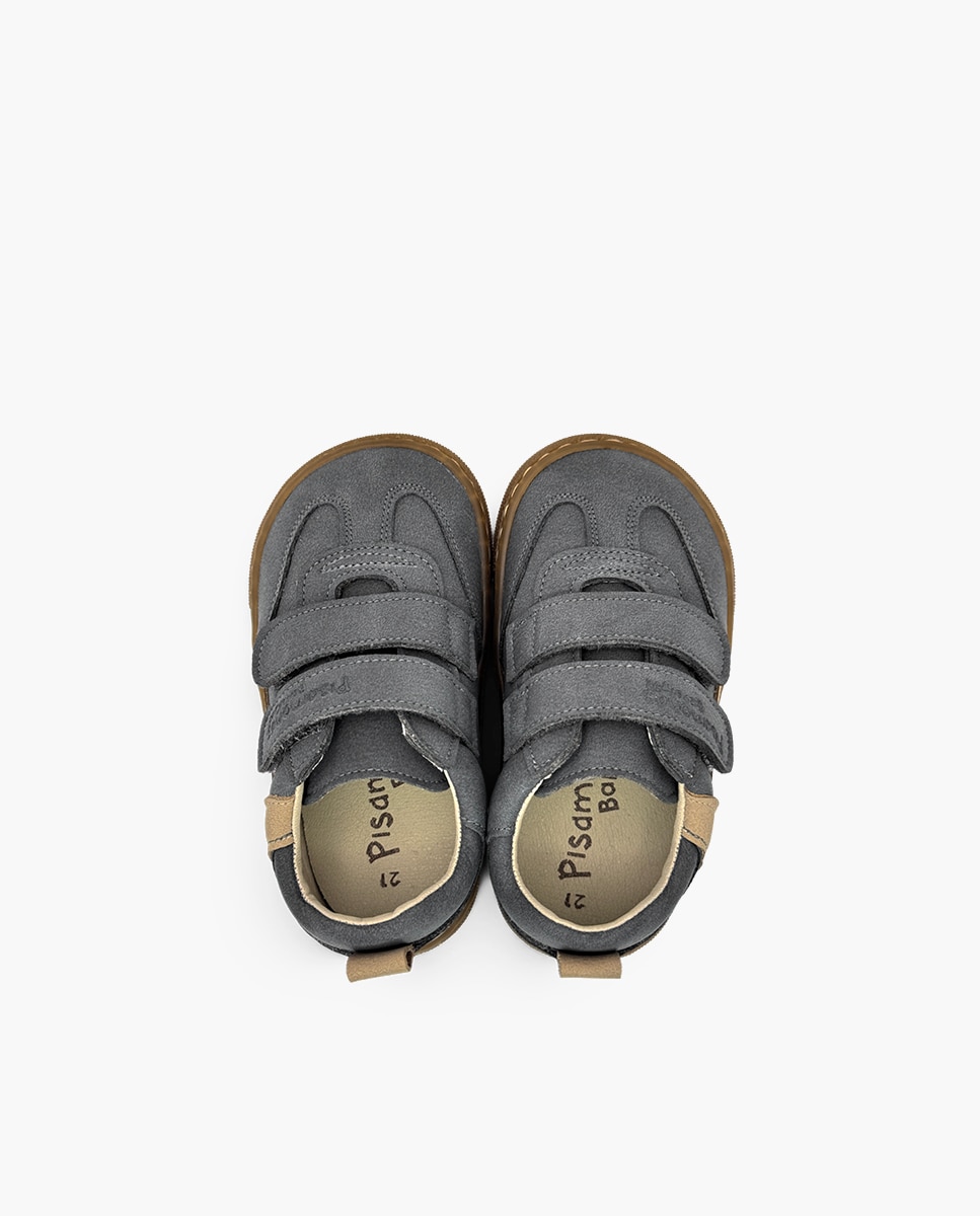 Sapatilhas de Lona Barefoot Efeito Nobuck Adorno Cinzento-4