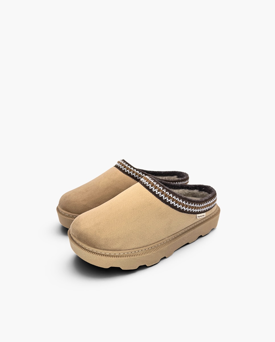 Sapatilhas Desportivas Infantil com Tira Étnica Plataforma de Pelo Taupe-3