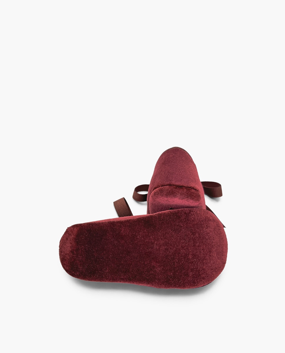 Sapatos de Cordões e Bluchers para Bebé Blucher em Veludo com Laço Faya Bordeaux-2
