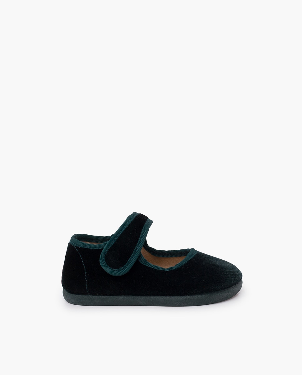 Imagem 0 de Sapatos Rasos Infantil Barefoot em Veludo com Tira Adesiva