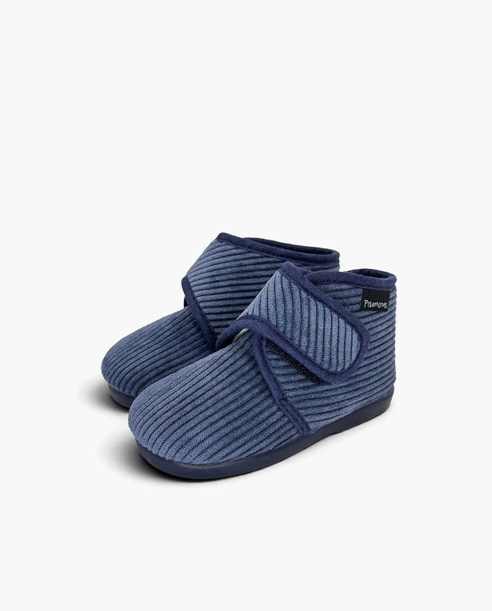 Pantufas Fechadas para Bebé Casa Bota Bombazina Azul-3