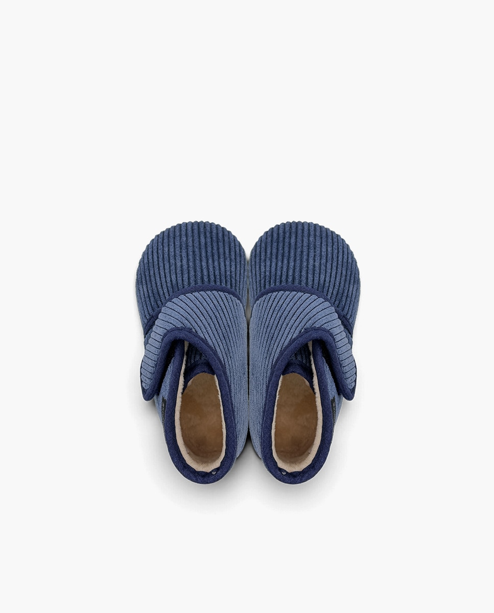 Pantufas Fechadas para Bebé Casa Bota Bombazina Azul-4