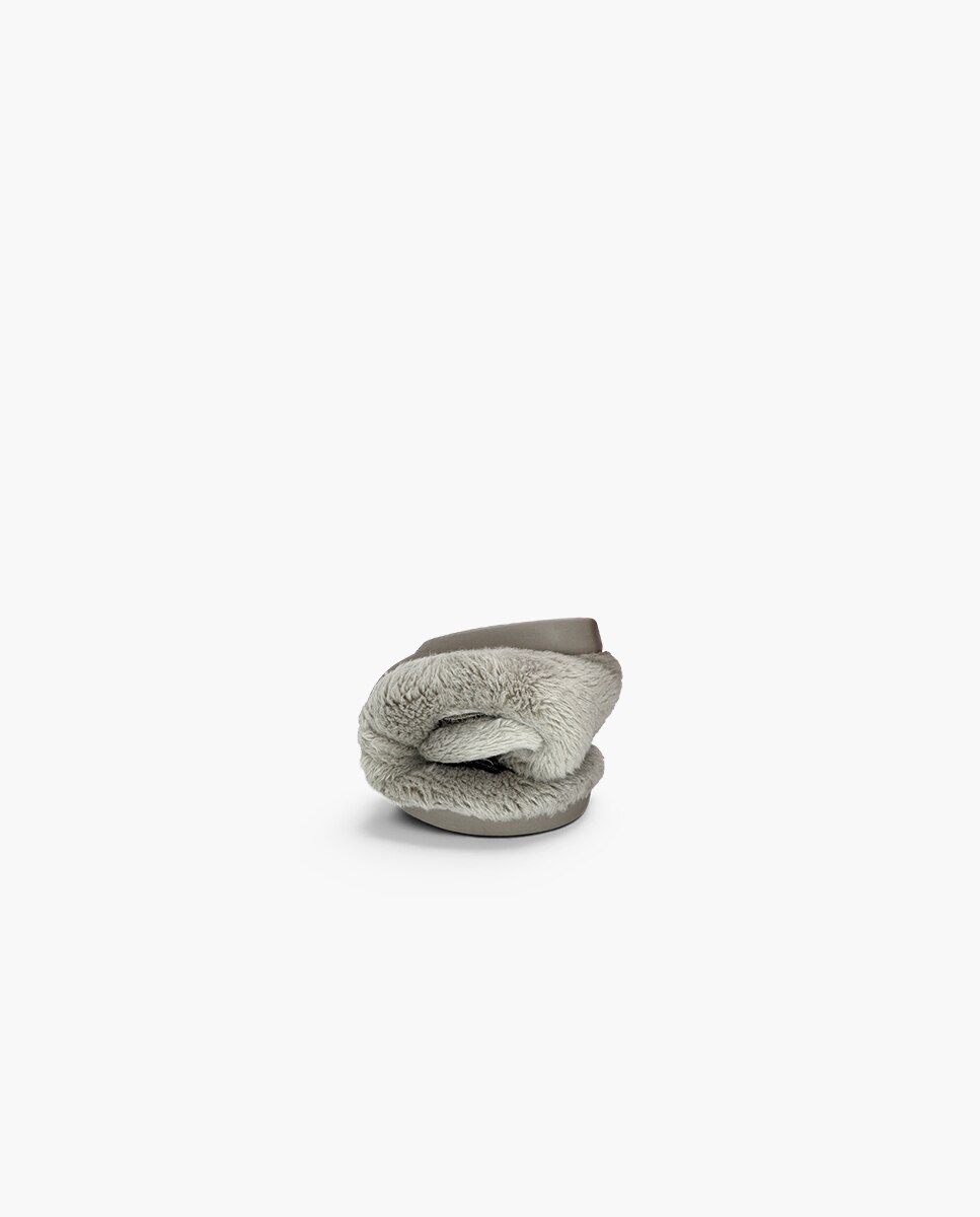 Pantufas Fechadas Infantil Casa Animais com Pelo Taupe-5
