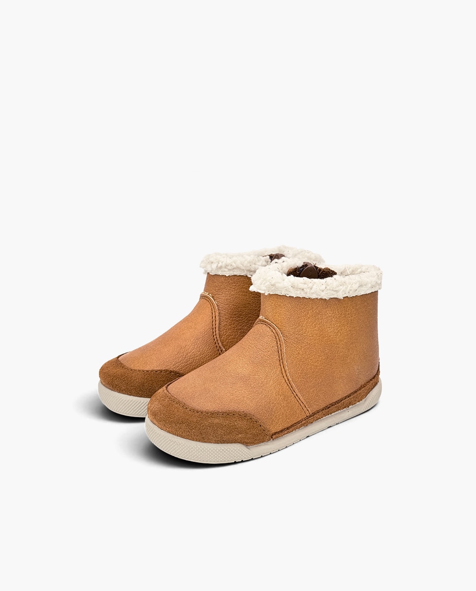 Botas para Bebé Barefoot Neopiel com Gola de Pelo de Ovelha Camel-3