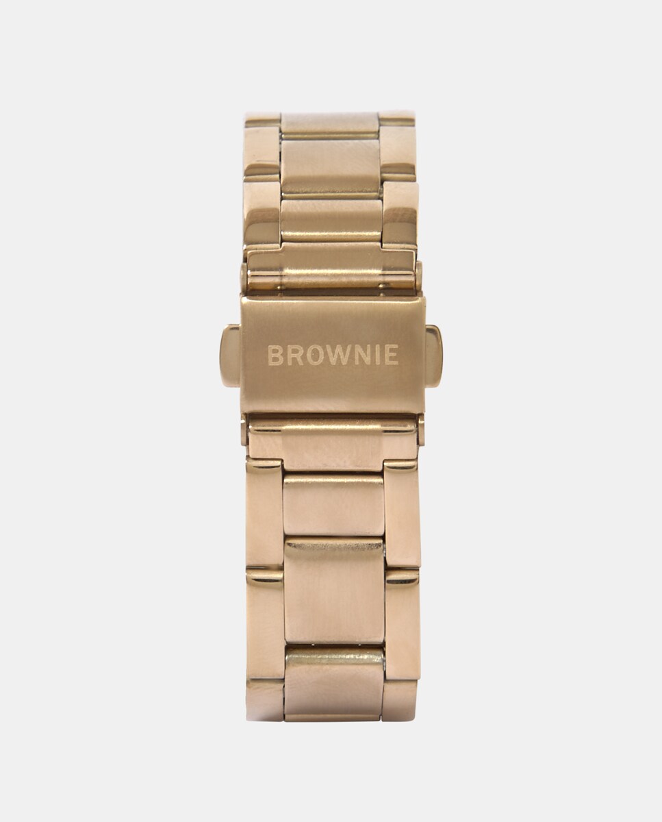 Relógio Analógico em Aço com Mostrador Branco Ouro-3