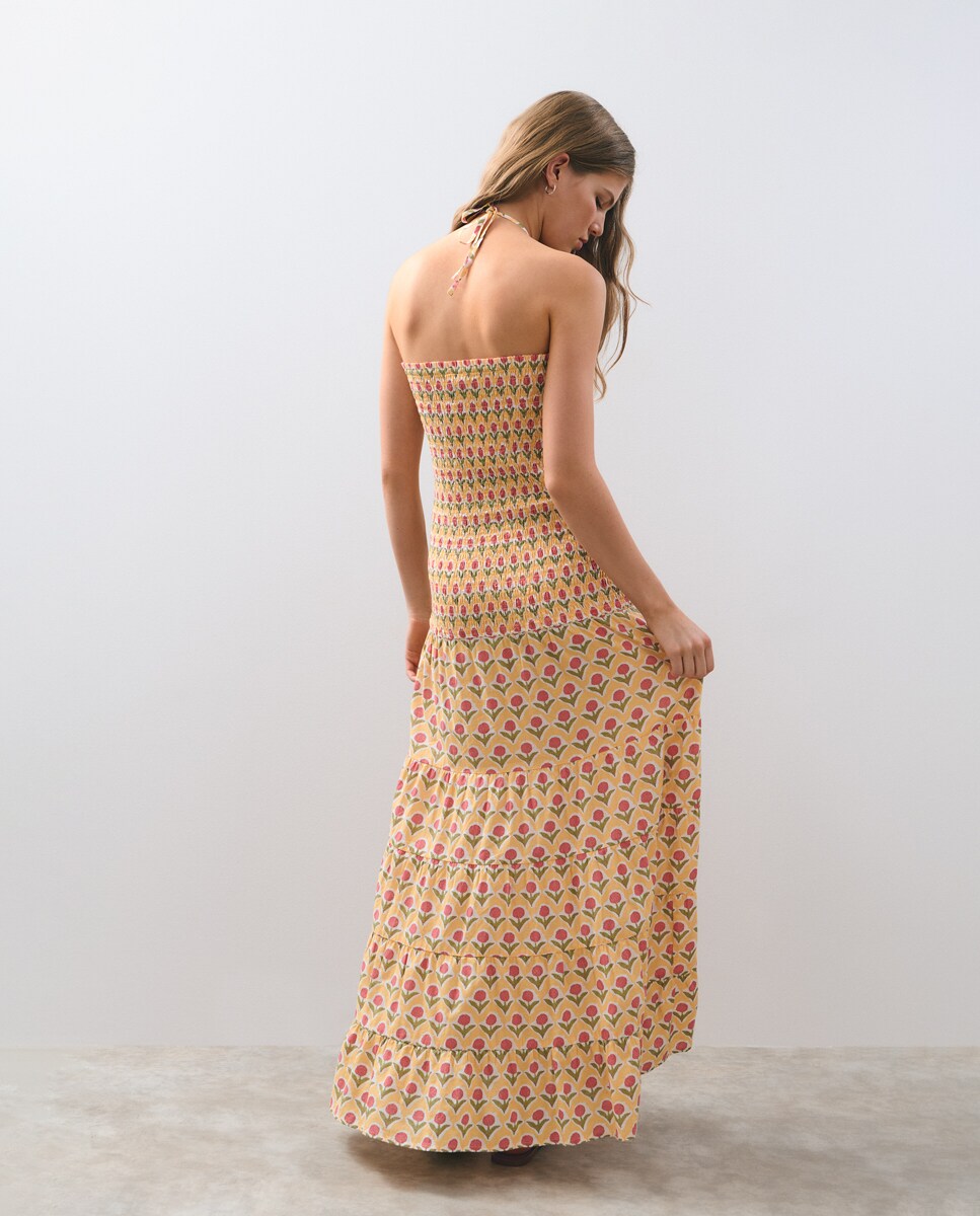Vestido Comprido Estampado Amarelo-2