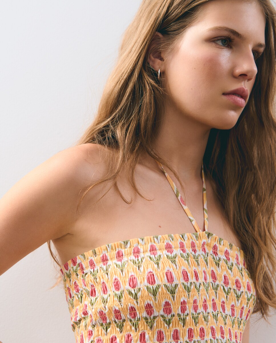 Vestido Comprido Estampado Amarelo-4