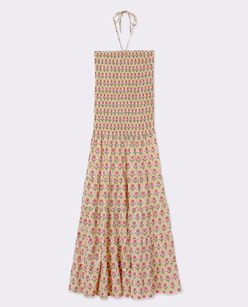 Vestido Comprido Estampado Amarelo-5