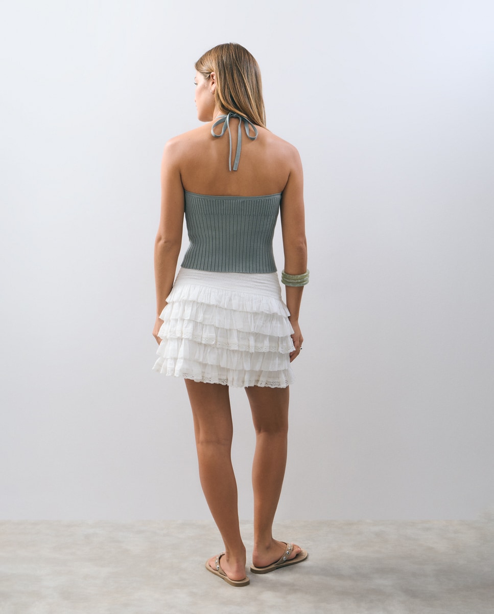 Saia Multivolantes com Smock Branco-2