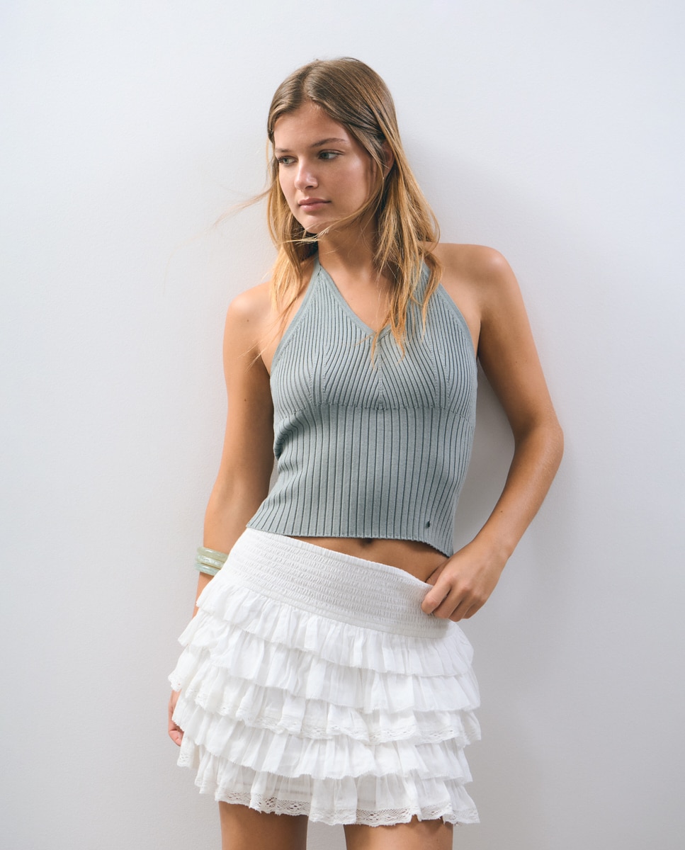 Saia Multivolantes com Smock Branco-4