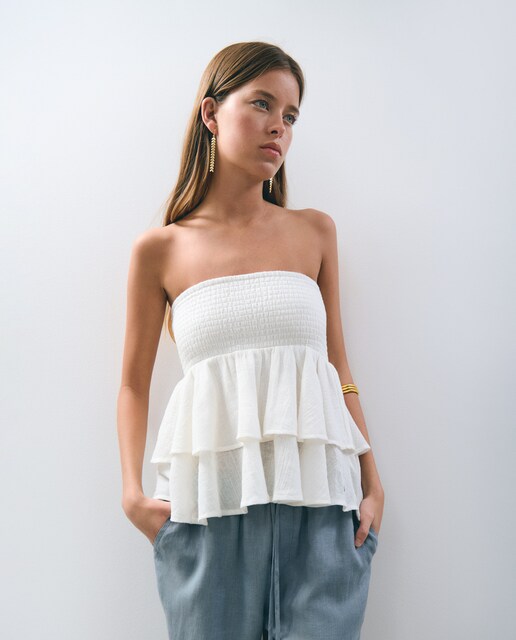 Imagem 0 de Top Bandeau com Smock e Folhos