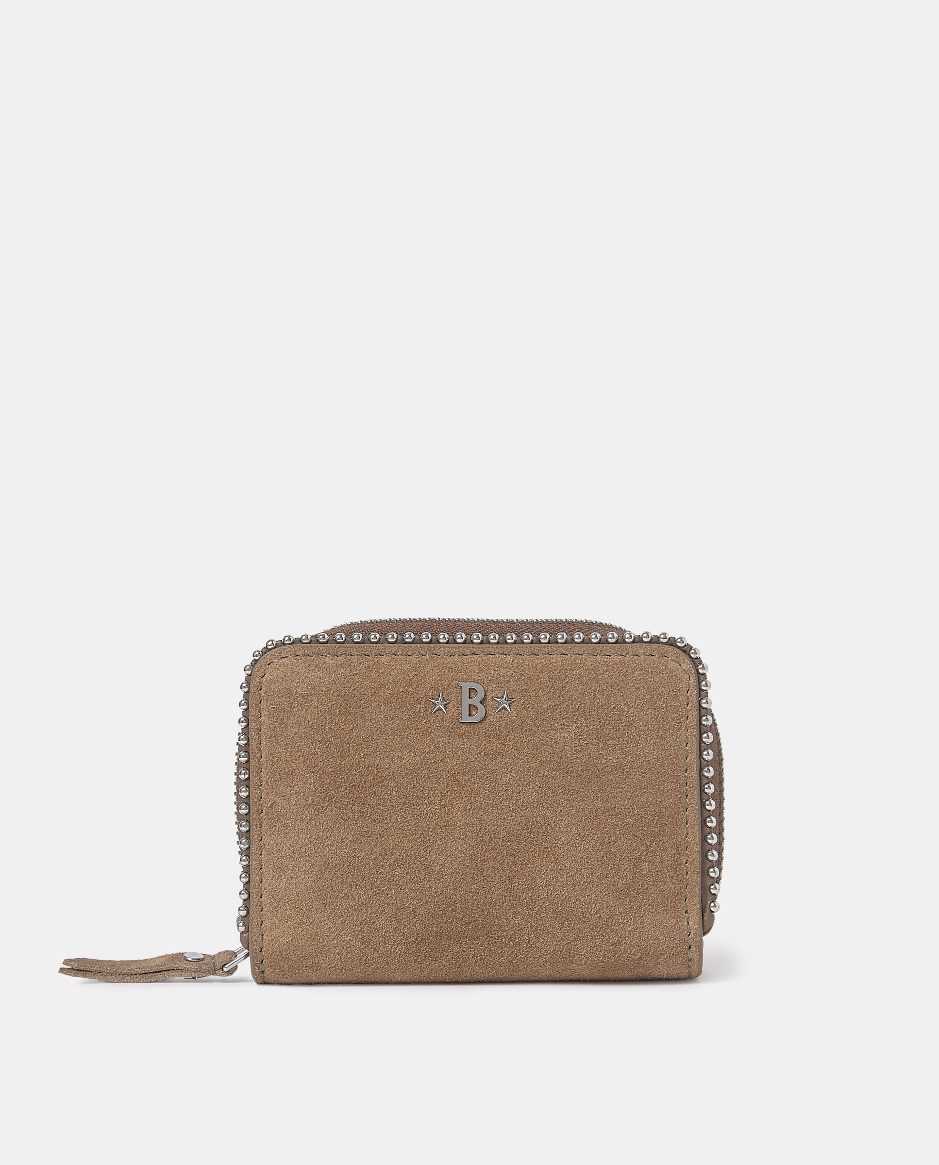 Imagem 0 de Porta-moedas de Pele com Bolinhas em Taupe-escuro